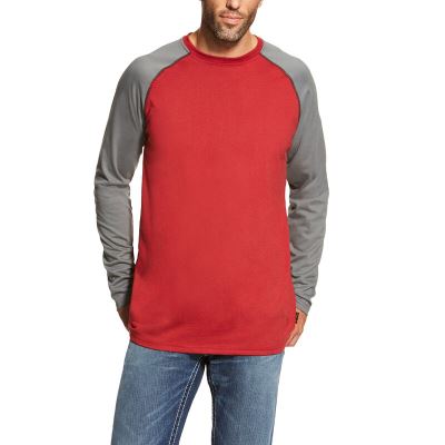 Ariat FR Baseball - T Shirts Rood / DonkerGrijs Heren - 27122-971